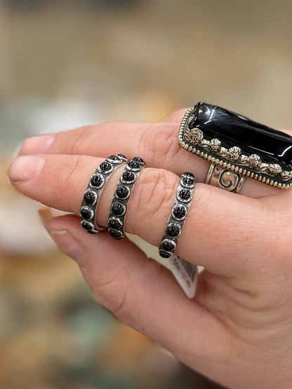 Black Onyx Stud Band Ring - Cowgirls & City Chics