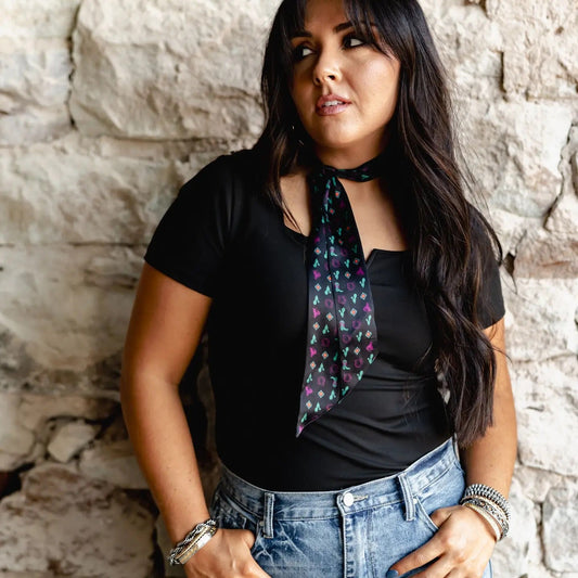 Black Twilly With Cactus & Bucking Horses - Cowgirls & City Chics