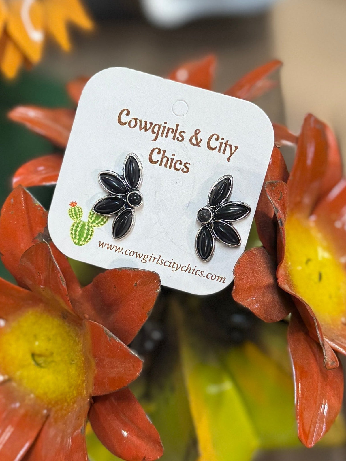 Blk Side Cluster Earrings - Cowgirls & City Chics