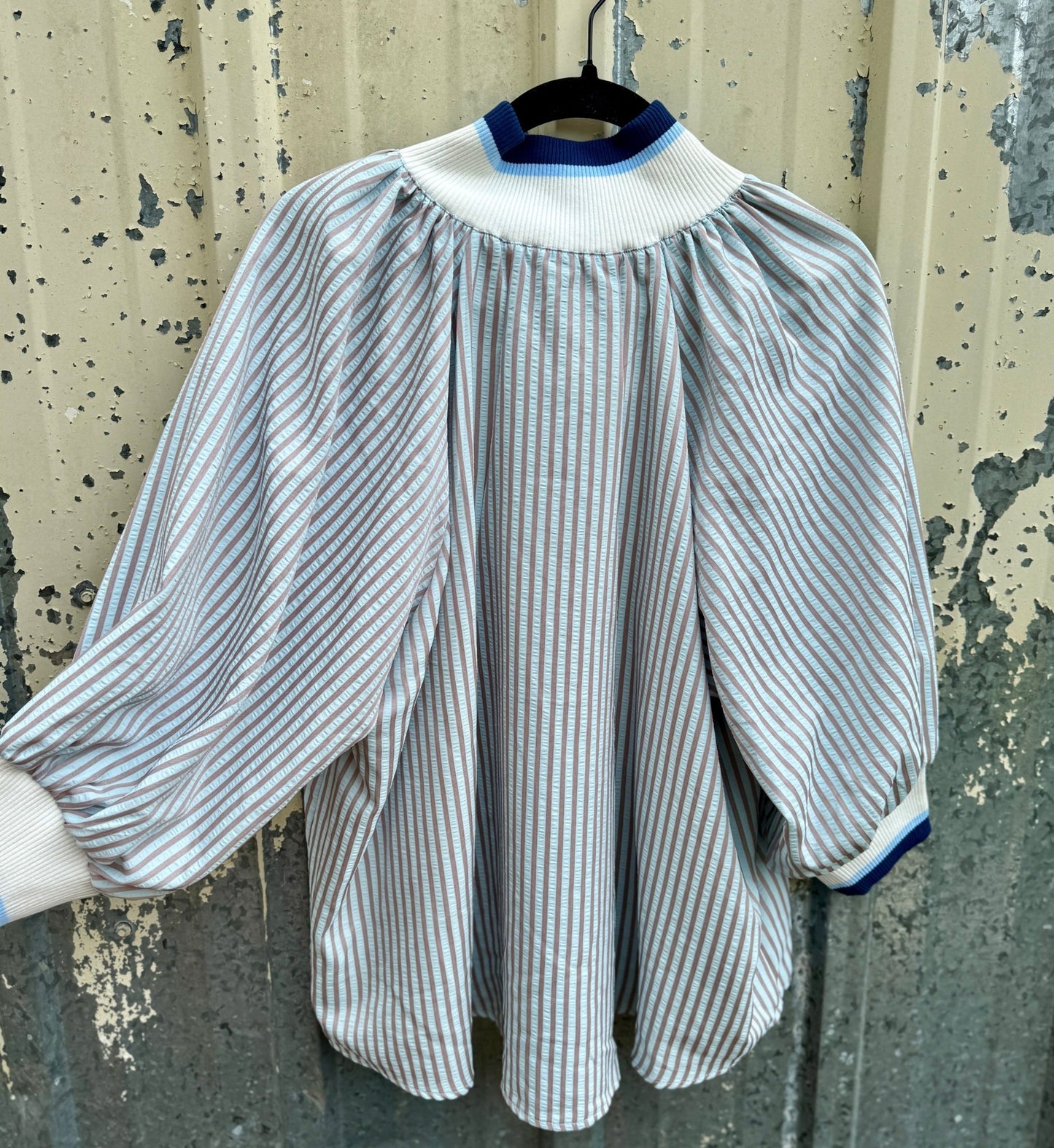 {Blue} 1/4 Zip Stripe Top - Cowgirls & City Chics