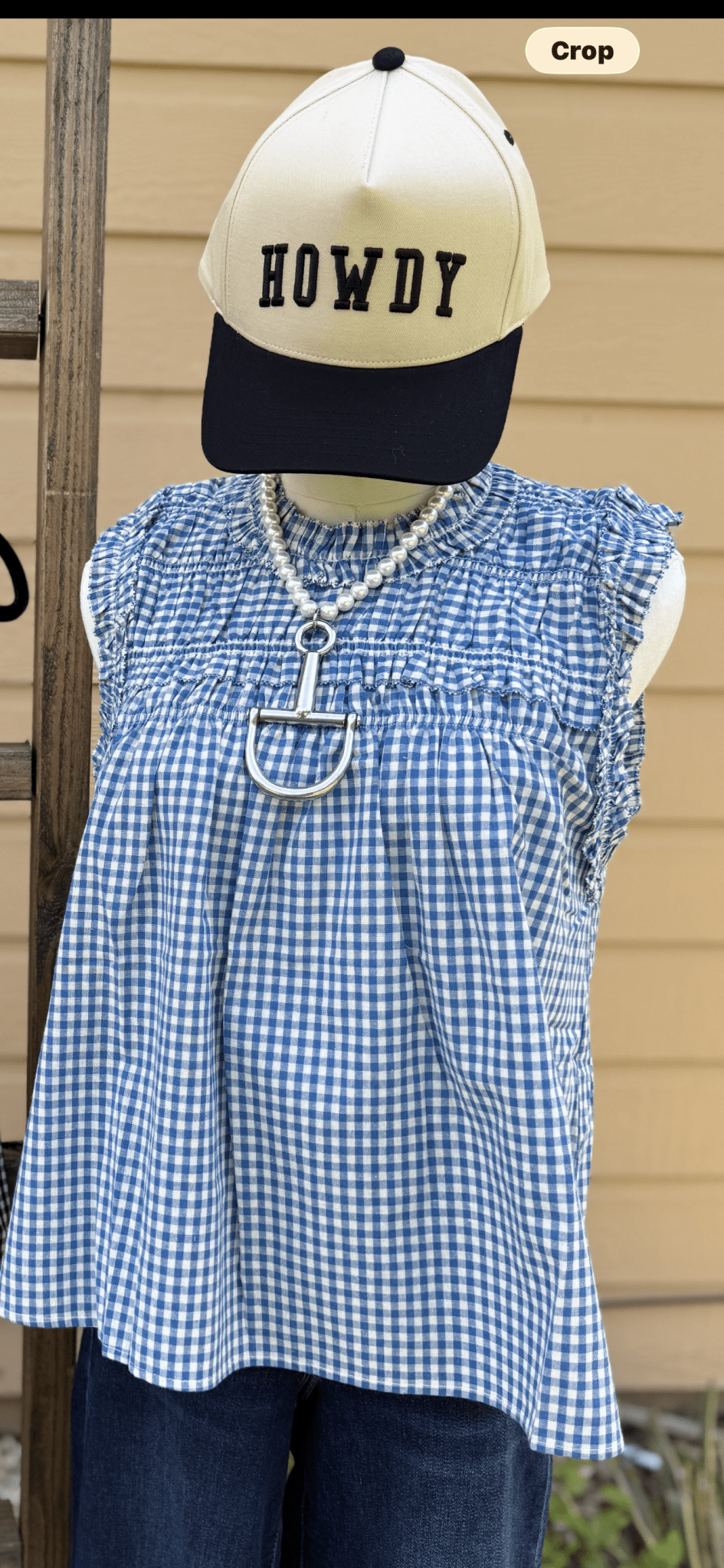{BLUE} Gingham Ruffle Short Sleeve - Cowgirls & City Chics