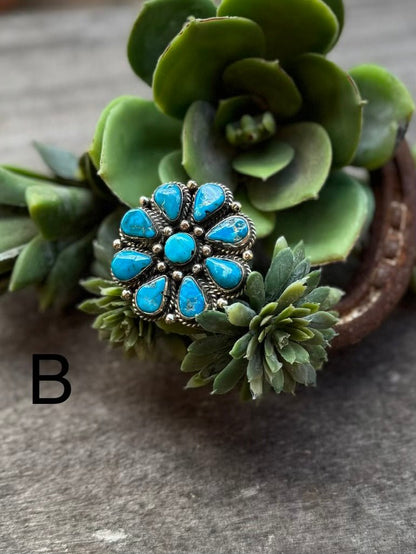 Blue KIngman Cluster Ring - Cowgirls & City Chics