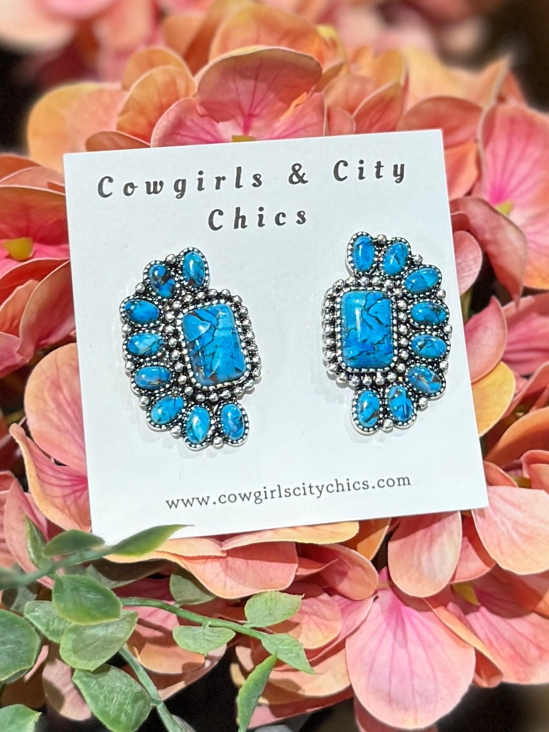 Blue Side Cluster Earrings - Cowgirls & City Chics