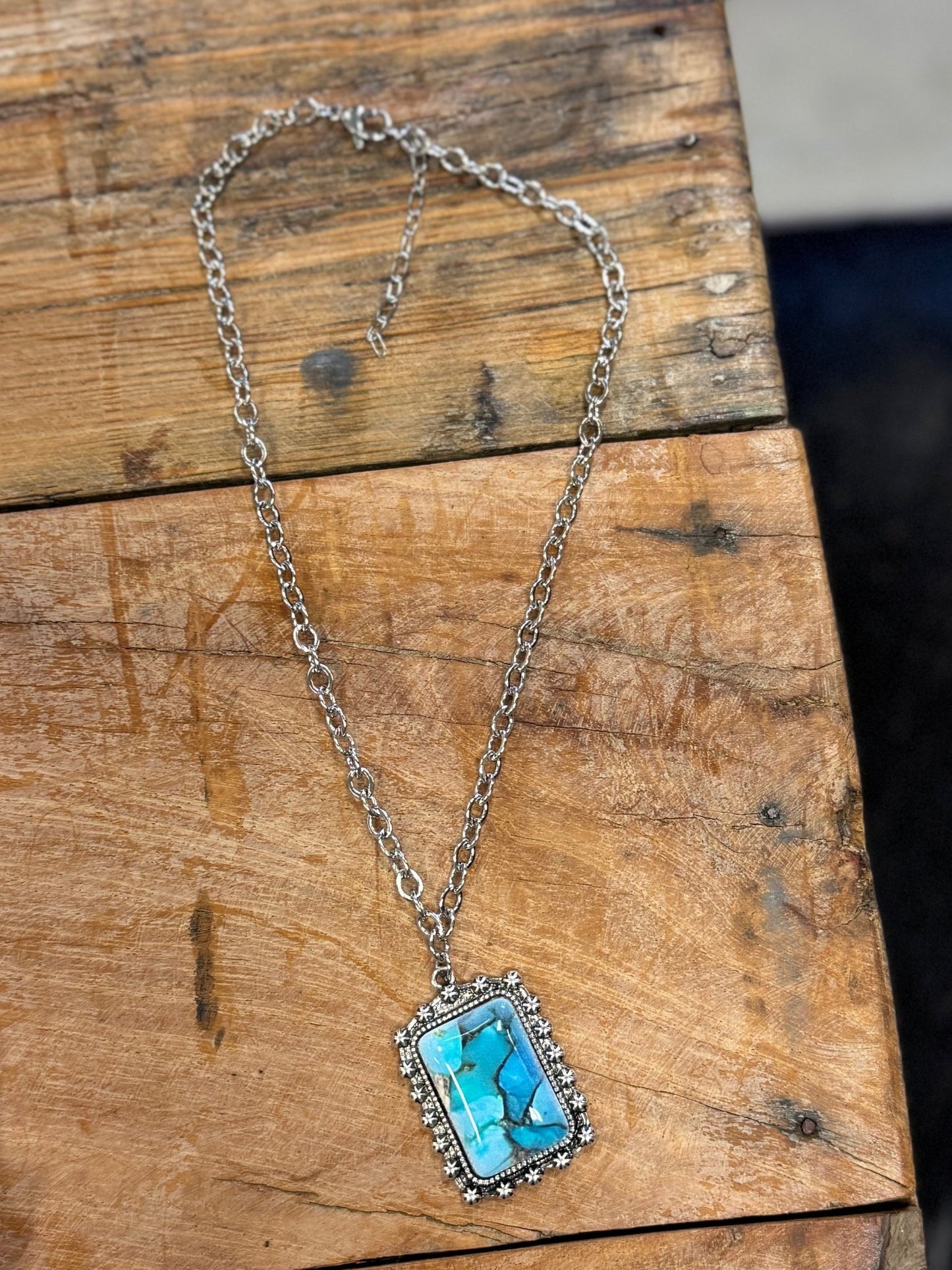 Blue Stone Pendent Necklace - Cowgirls & City Chics