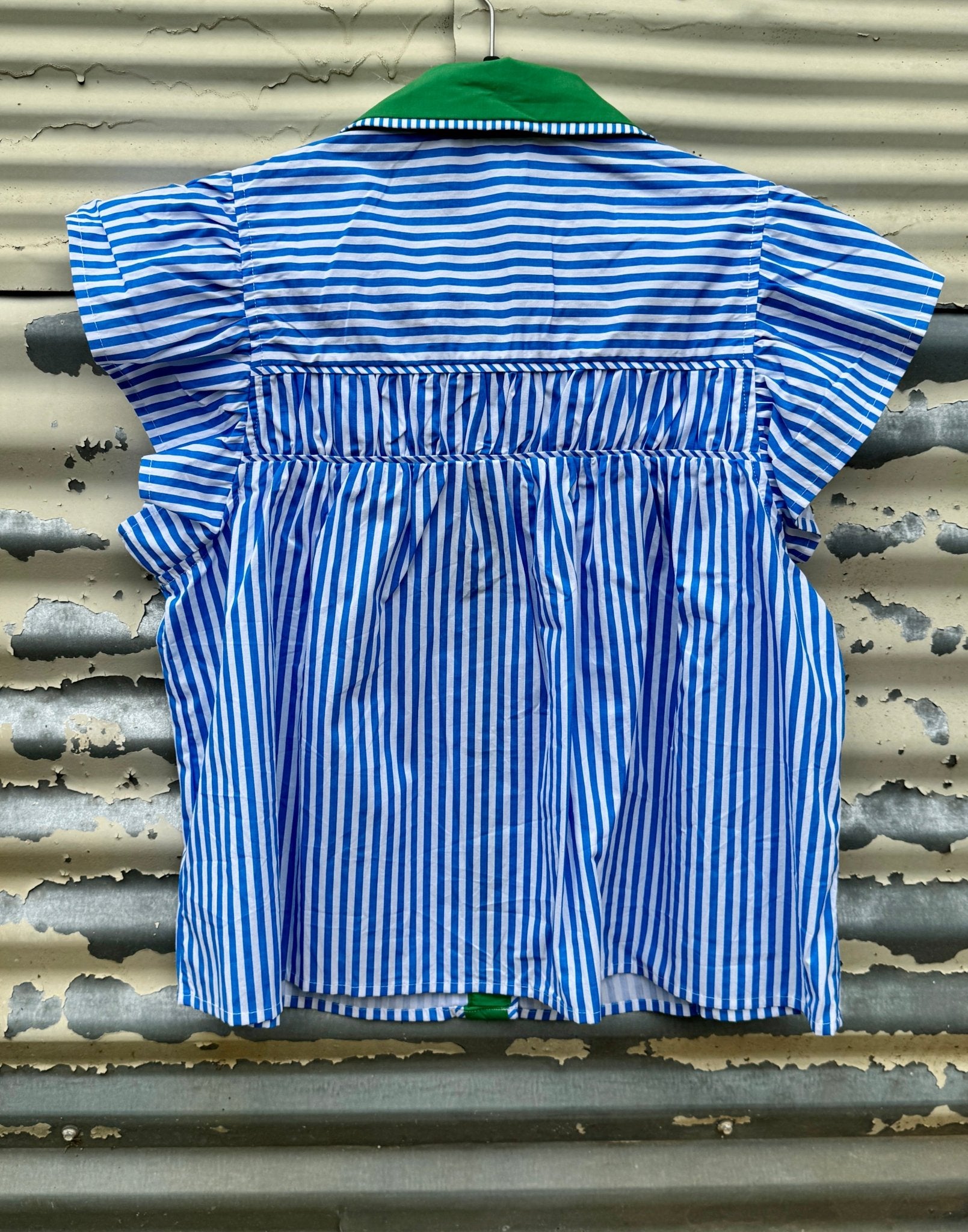 Blue Stripe Collared Top - Cowgirls & City Chics