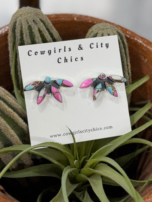 {Boho} Flower Drop Cotton Candy Studs - Cowgirls & City Chics
