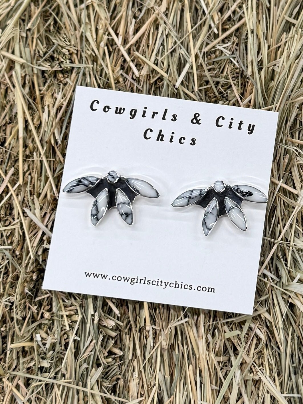 {Boho} Flower Drop White Studs - Cowgirls & City Chics