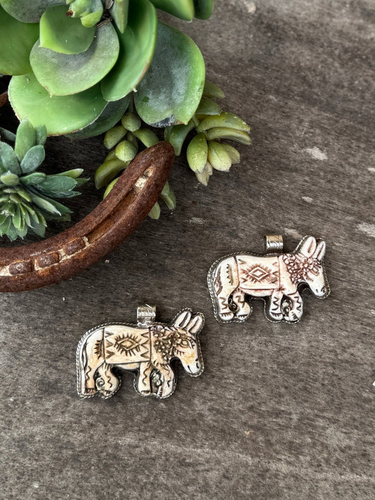 {Bone Carved} Donkey Pendent - Cowgirls & City Chics