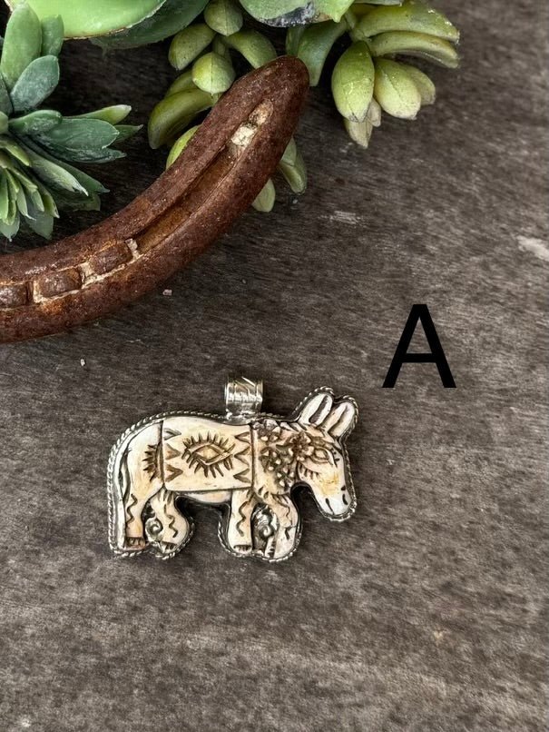 {Bone Carved} Donkey Pendent - Cowgirls & City Chics