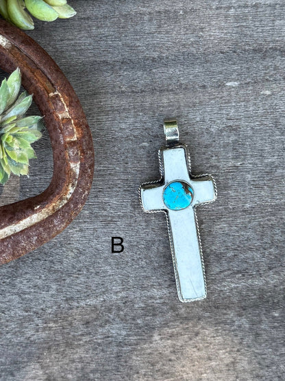 Bone Cross Turquoise Pendent - Cowgirls & City Chics