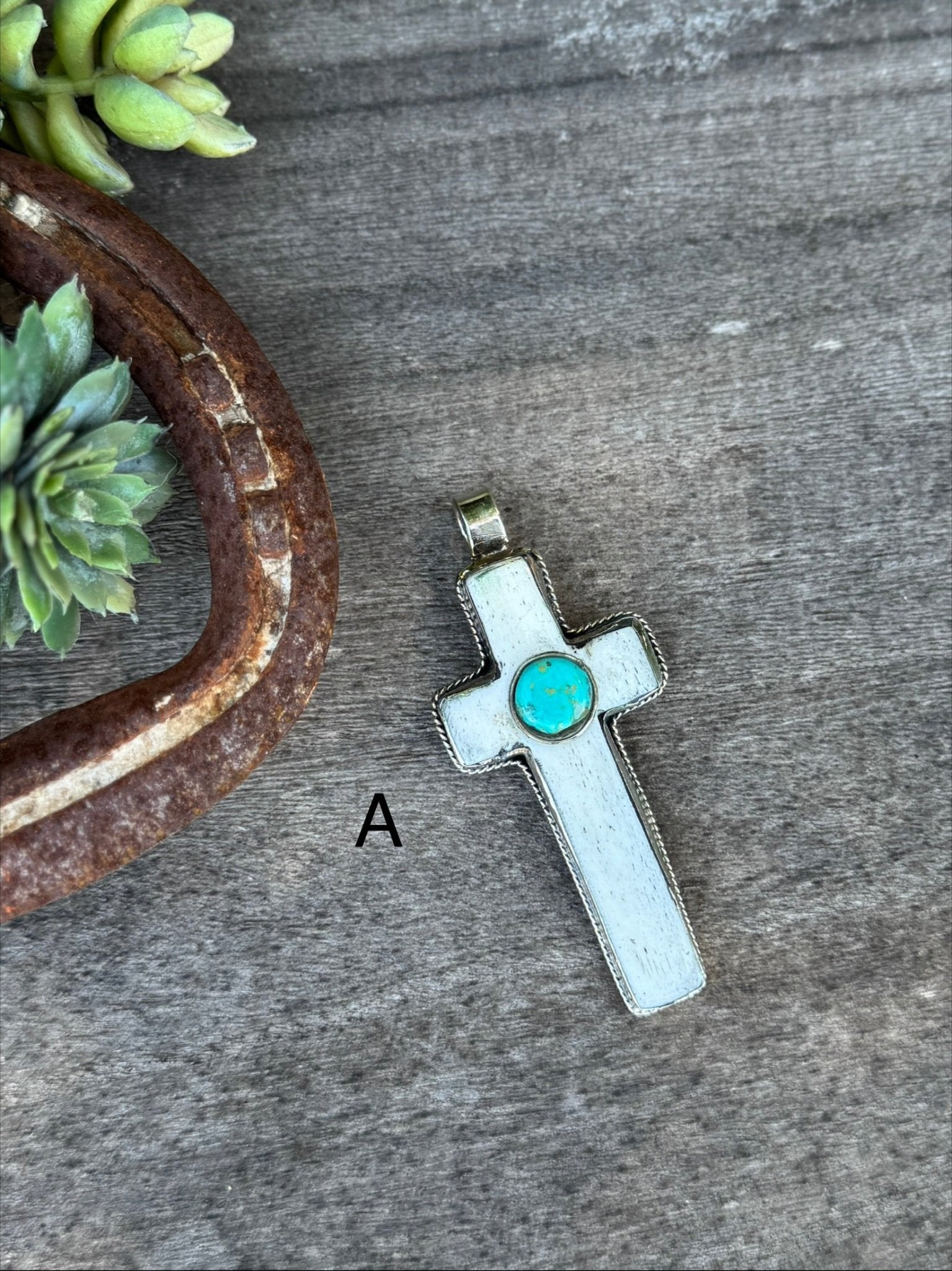 Bone Cross Turquoise Pendent - Cowgirls & City Chics