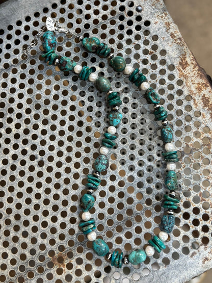 {Boujee Cowgirl} Kingman & Pearl Necklace - Cowgirls & City Chics
