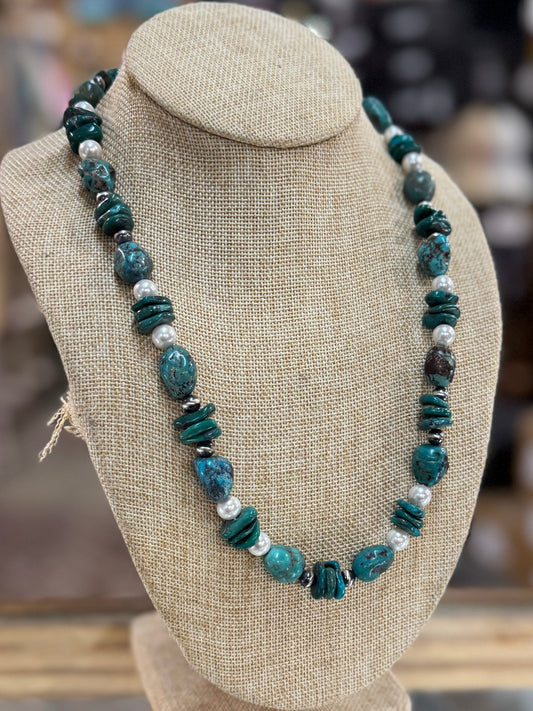 {Boujee Cowgirl} Kingman & Pearl Necklace - Cowgirls & City Chics