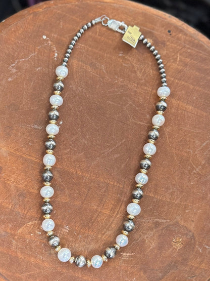 {Boujee} Pearl, Gold Silver Pearl Necklace - Cowgirls & City Chics