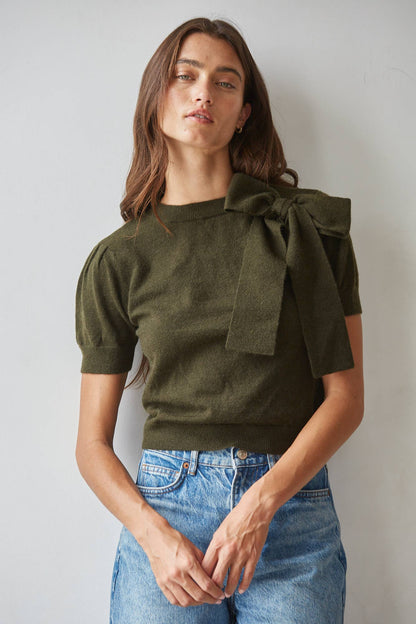 Bow Tie Short Sleeve Sweater Top - Cowgirls & City Chics