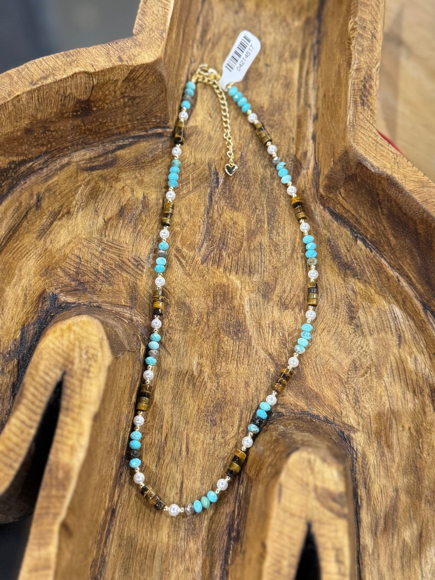 Brown, Turquoise & Pearl Necklace - Cowgirls & City Chics