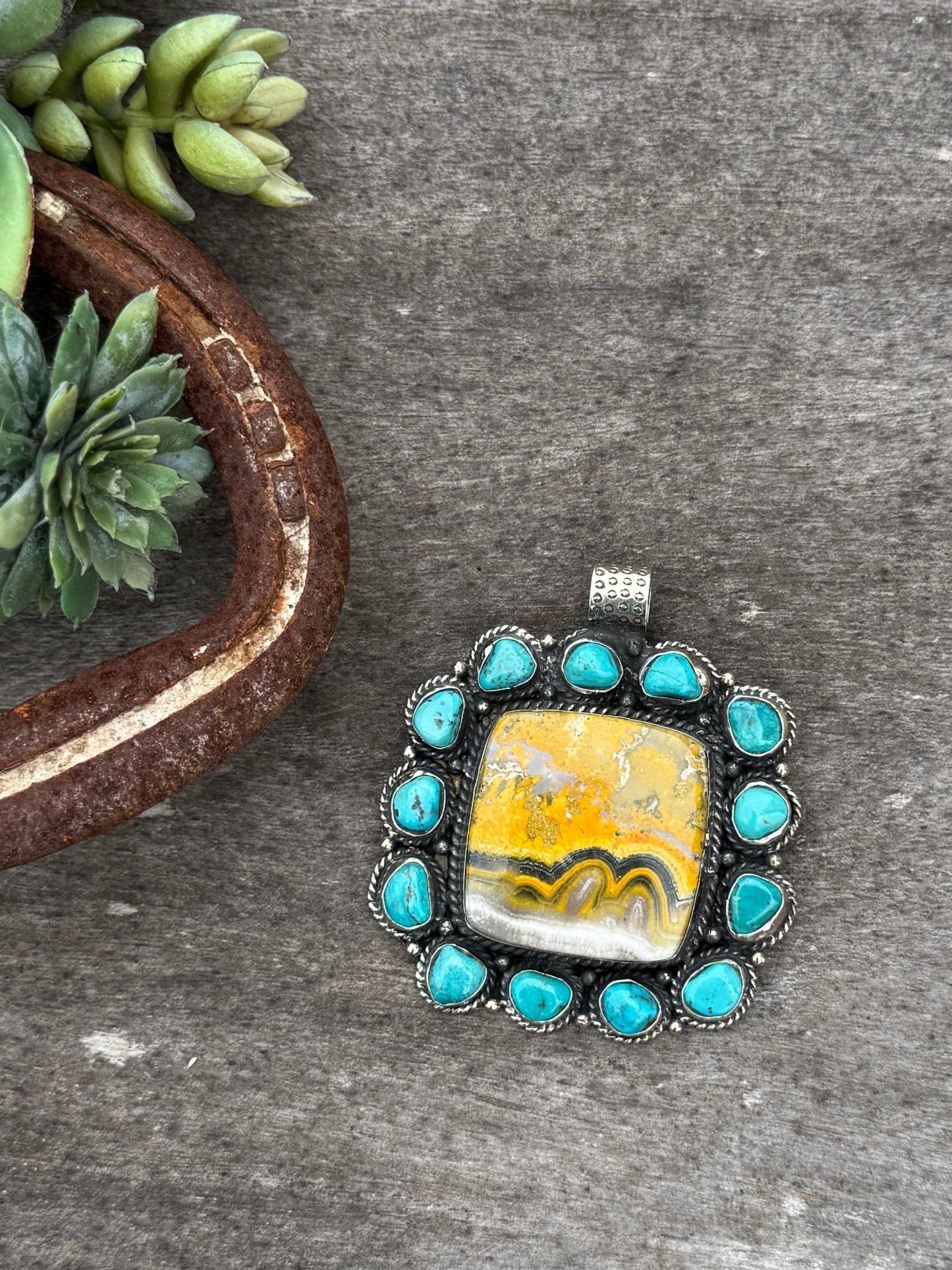 Bumblebee & Kingman Square Pendent - Cowgirls & City Chics