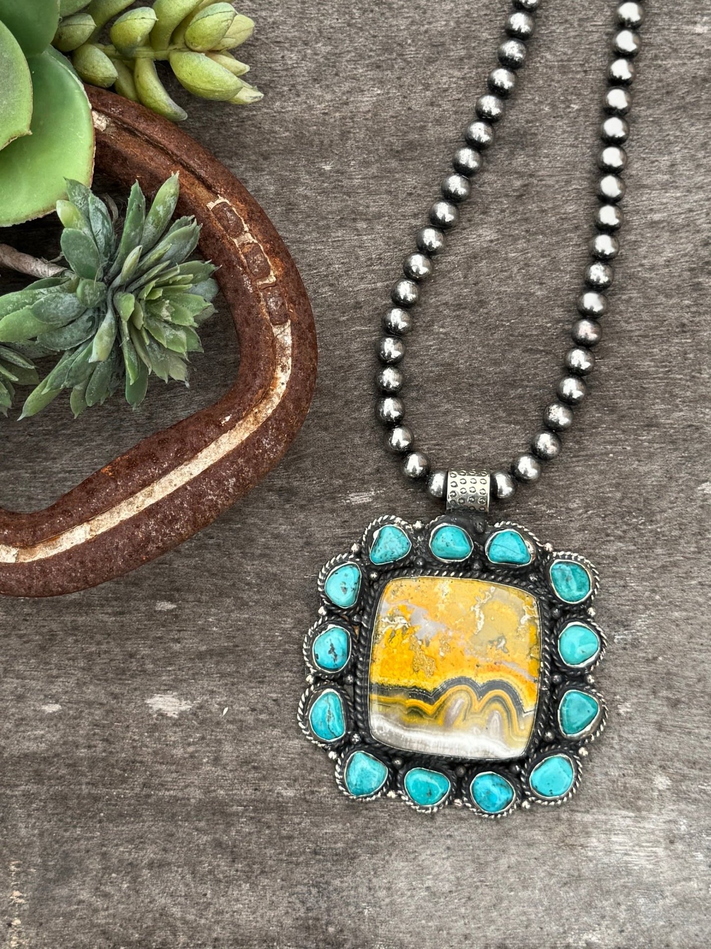 Bumblebee & Kingman Square Pendent - Cowgirls & City Chics