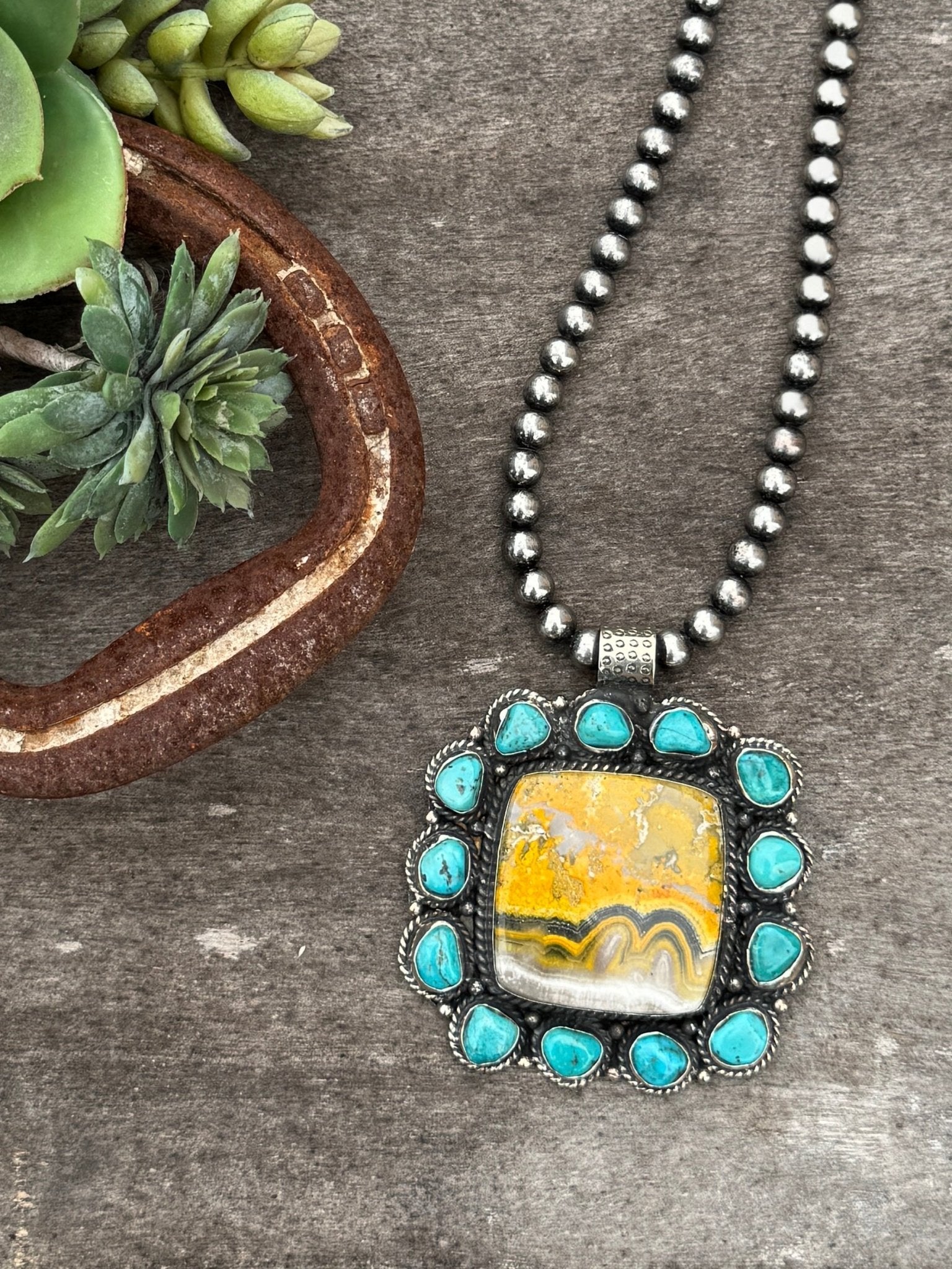 Bumblebee & Kingman Square Pendent - Cowgirls & City Chics