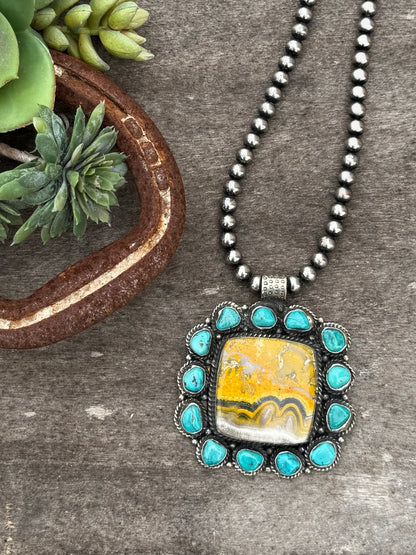 Bumblebee & Kingman Square Pendent - Cowgirls & City Chics