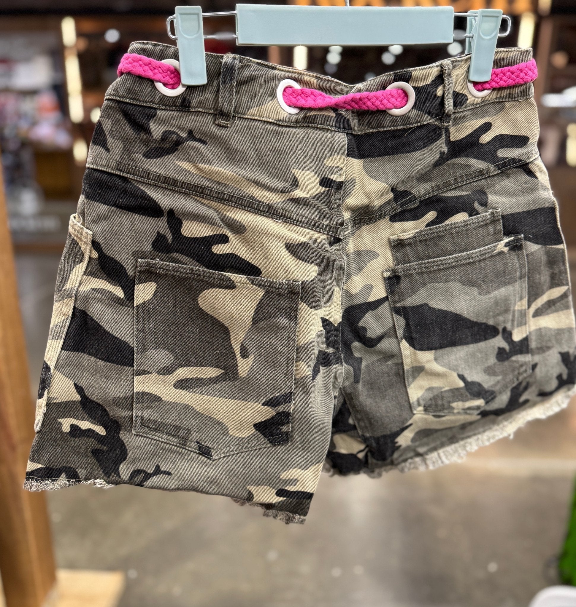 Camo & Pink Denim Shorts - Cowgirls & City Chics