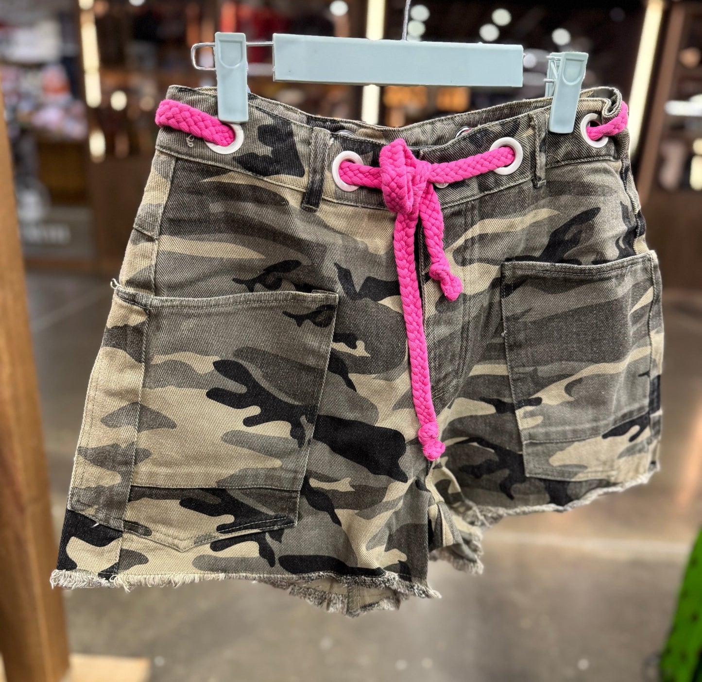 Camo & Pink Denim Shorts - Cowgirls & City Chics