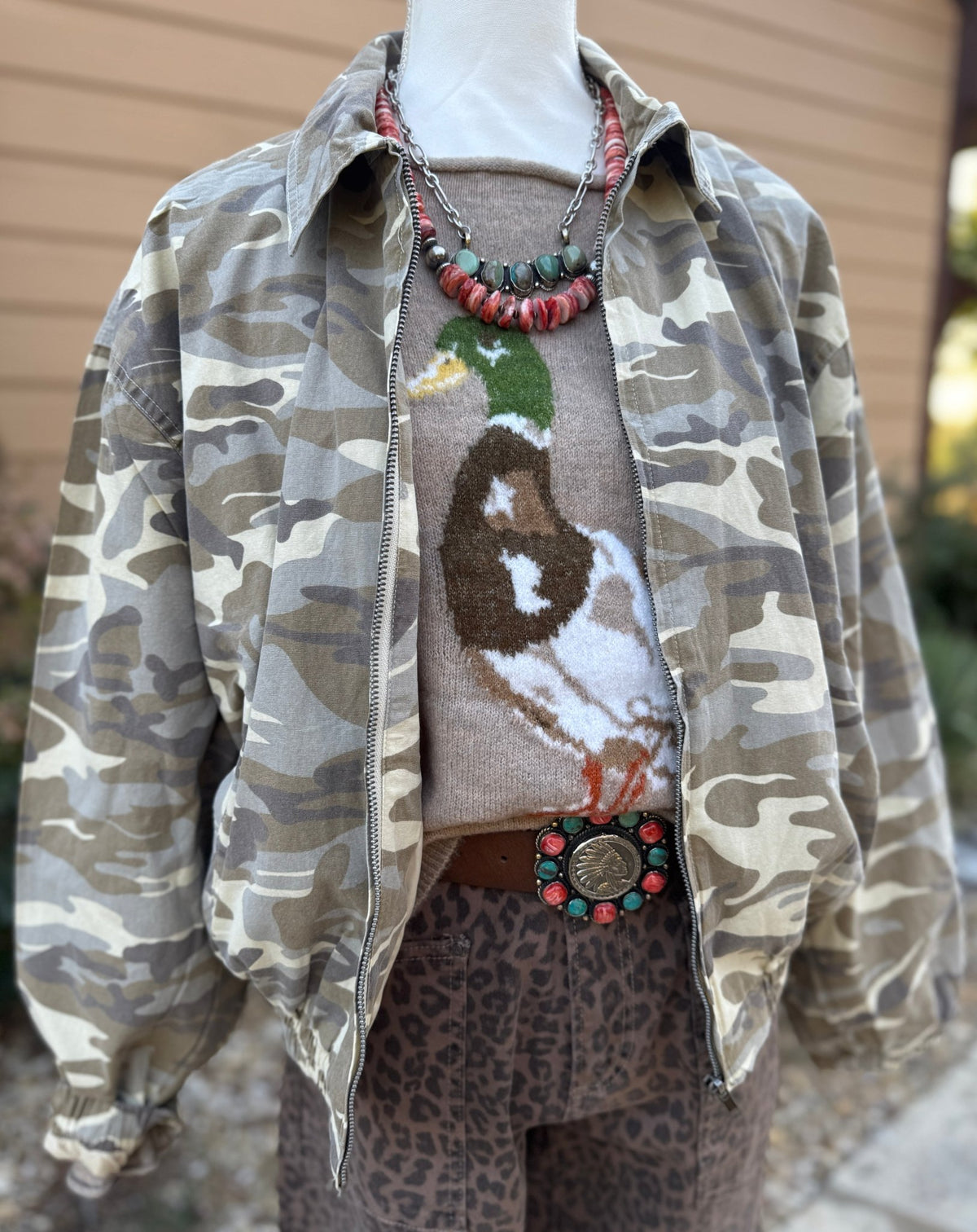 Camouflage Zip-Up Jacket - Cowgirls & City Chics