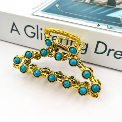 Vintage Turquoise Metal Claw Clip