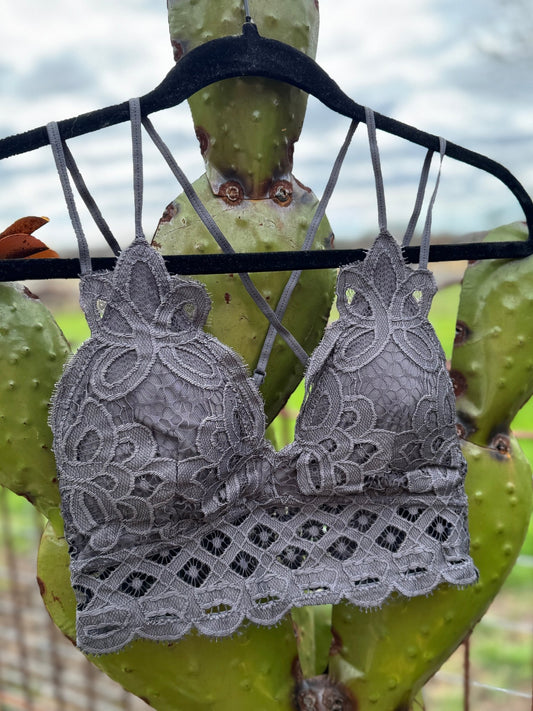 Charcoal Crochet Bralette - Cowgirls & City Chics
