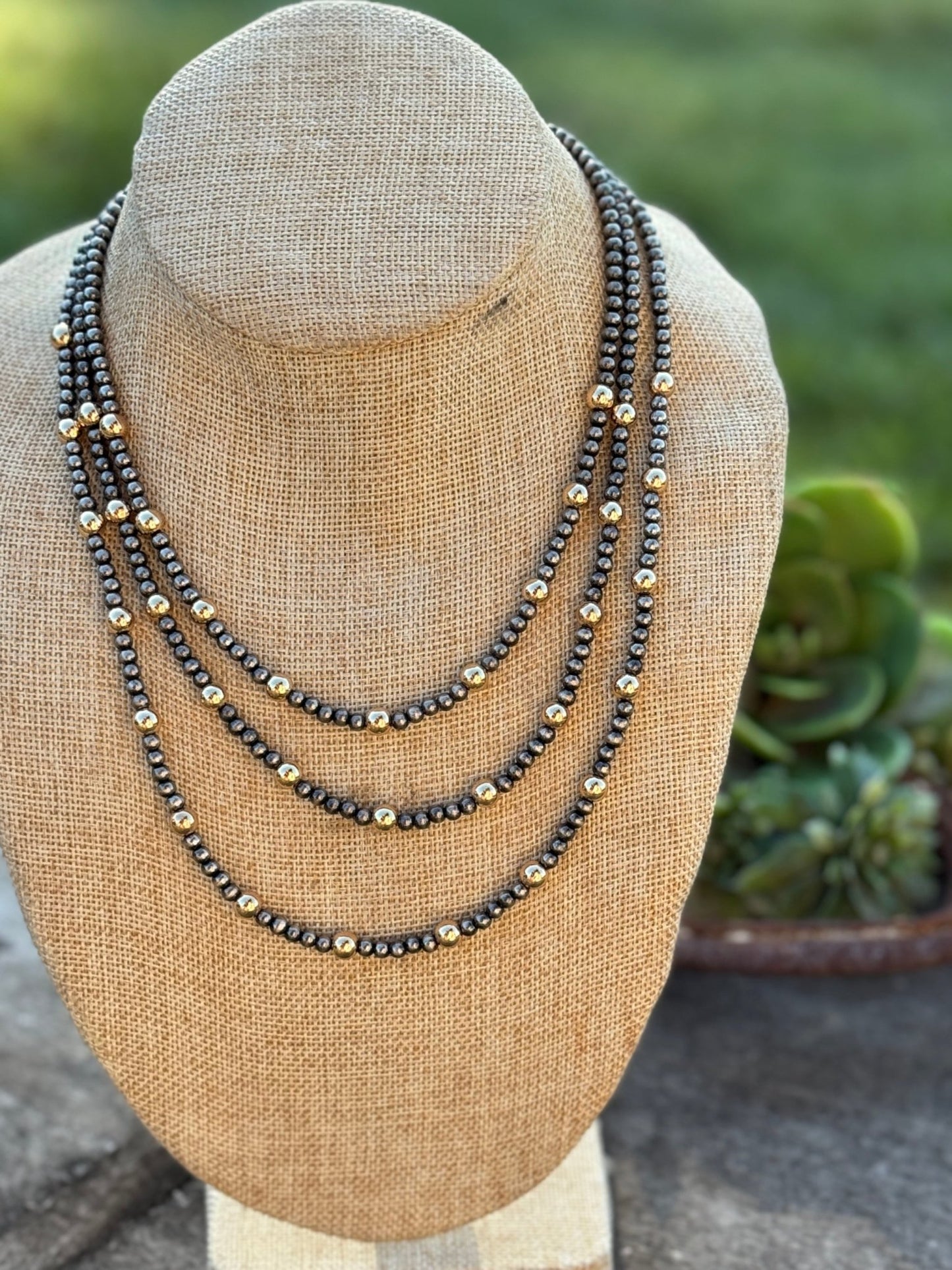 {Charlie} Faux Pearl & Gold Layered Necklace - Cowgirls & City Chics