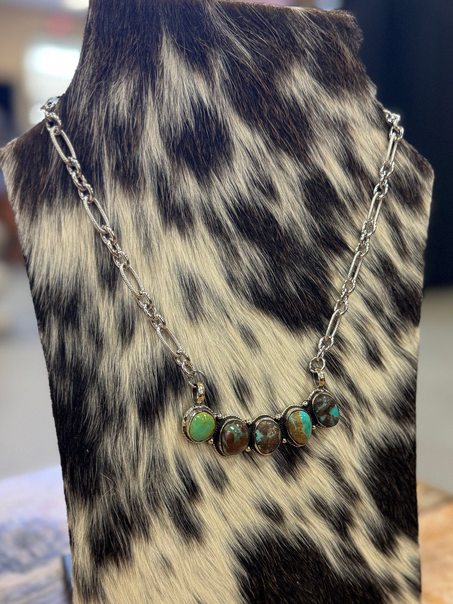 {Cheyenne} Kingman 5 Stone Pendent Necklace - Cowgirls & City Chics