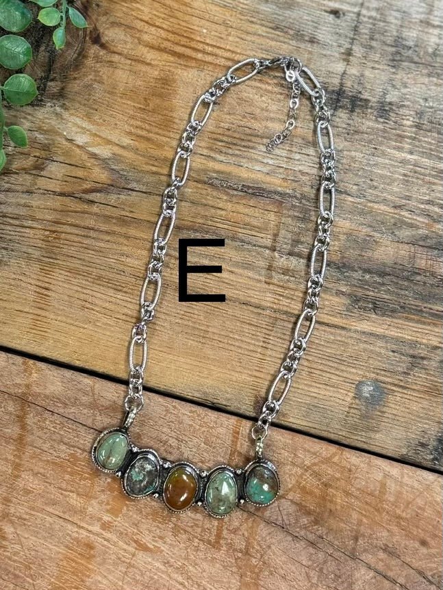 {Cheyenne} Kingman 5 Stone Pendent Necklace - Cowgirls & City Chics