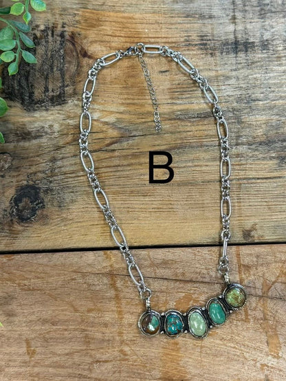 {Cheyenne} Kingman 5 Stone Pendent Necklace - Cowgirls & City Chics