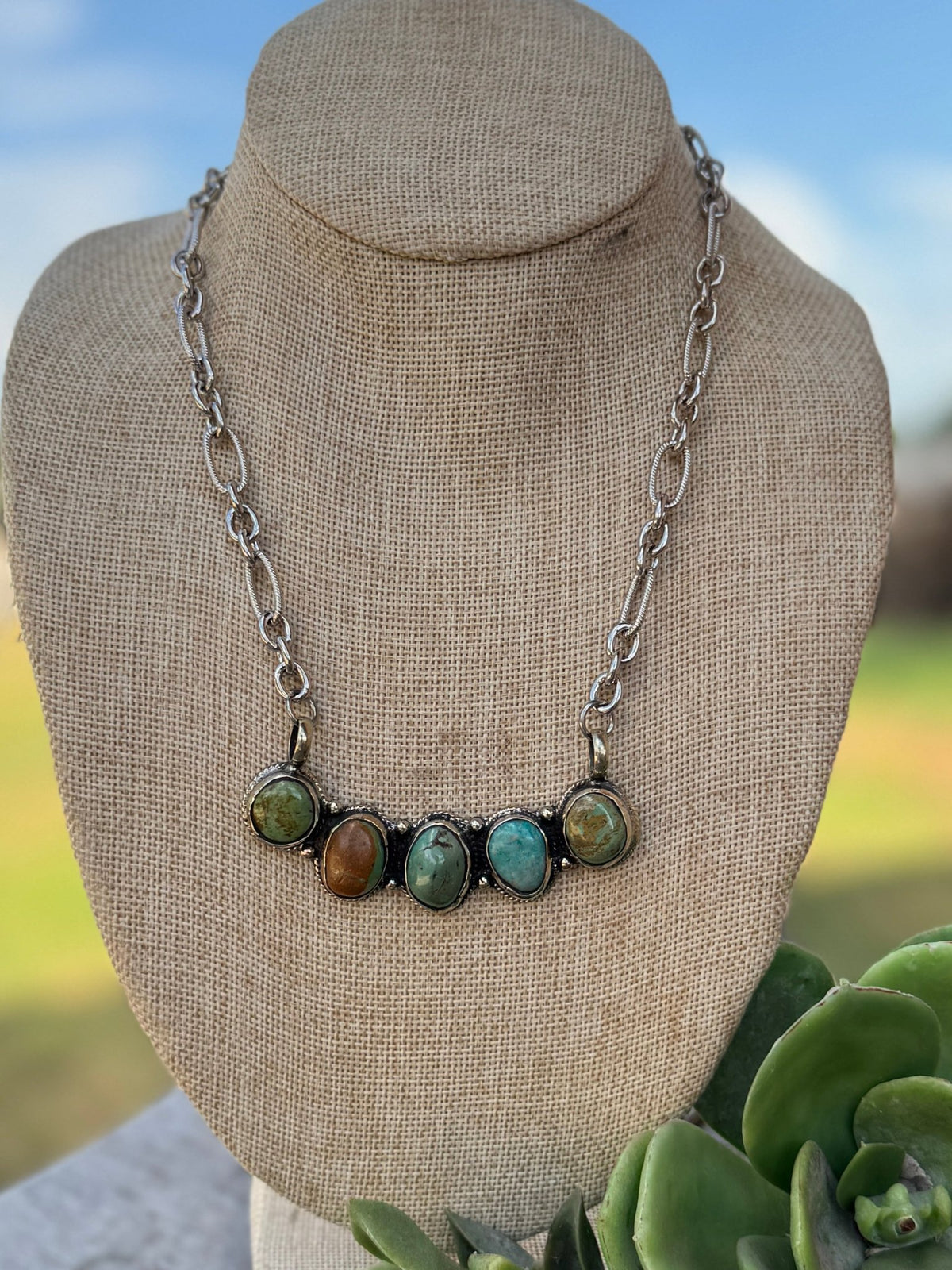 {Cheyenne} Kingman 5 Stone Pendent Necklace - Cowgirls & City Chics