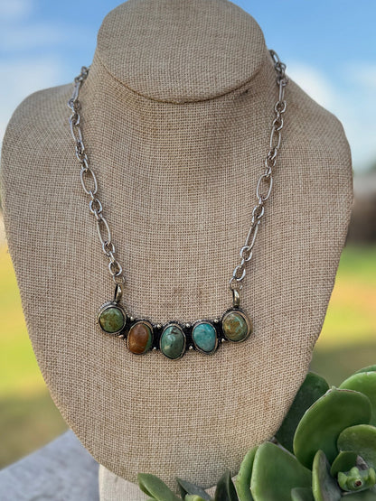 {Cheyenne} Kingman 5 Stone Pendent Necklace - Cowgirls & City Chics