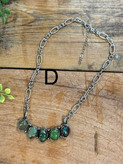 {Cheyenne} Kingman 5 Stone Pendent Necklace - Cowgirls & City Chics