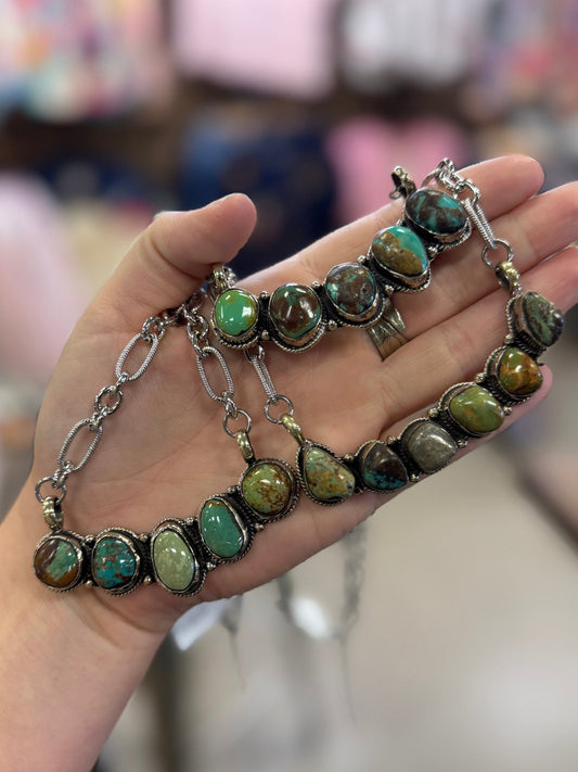 {Cheyenne} Kingman 5 Stone Pendent Necklace - Cowgirls & City Chics
