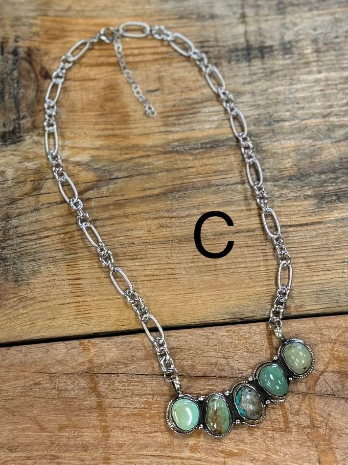 {Cheyenne} Kingman 5 Stone Pendent Necklace - Cowgirls & City Chics