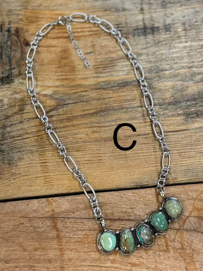 {Cheyenne} Kingman 5 Stone Pendent Necklace - Cowgirls & City Chics