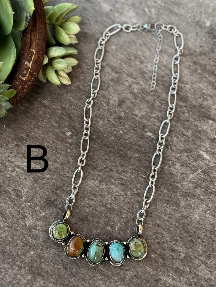 {Cheyenne} Kingman 5 Stone Pendent Necklace - Cowgirls & City Chics