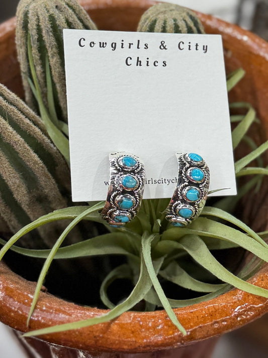 {Cheyenne} Turquoise Hoop Earring - Cowgirls & City Chics