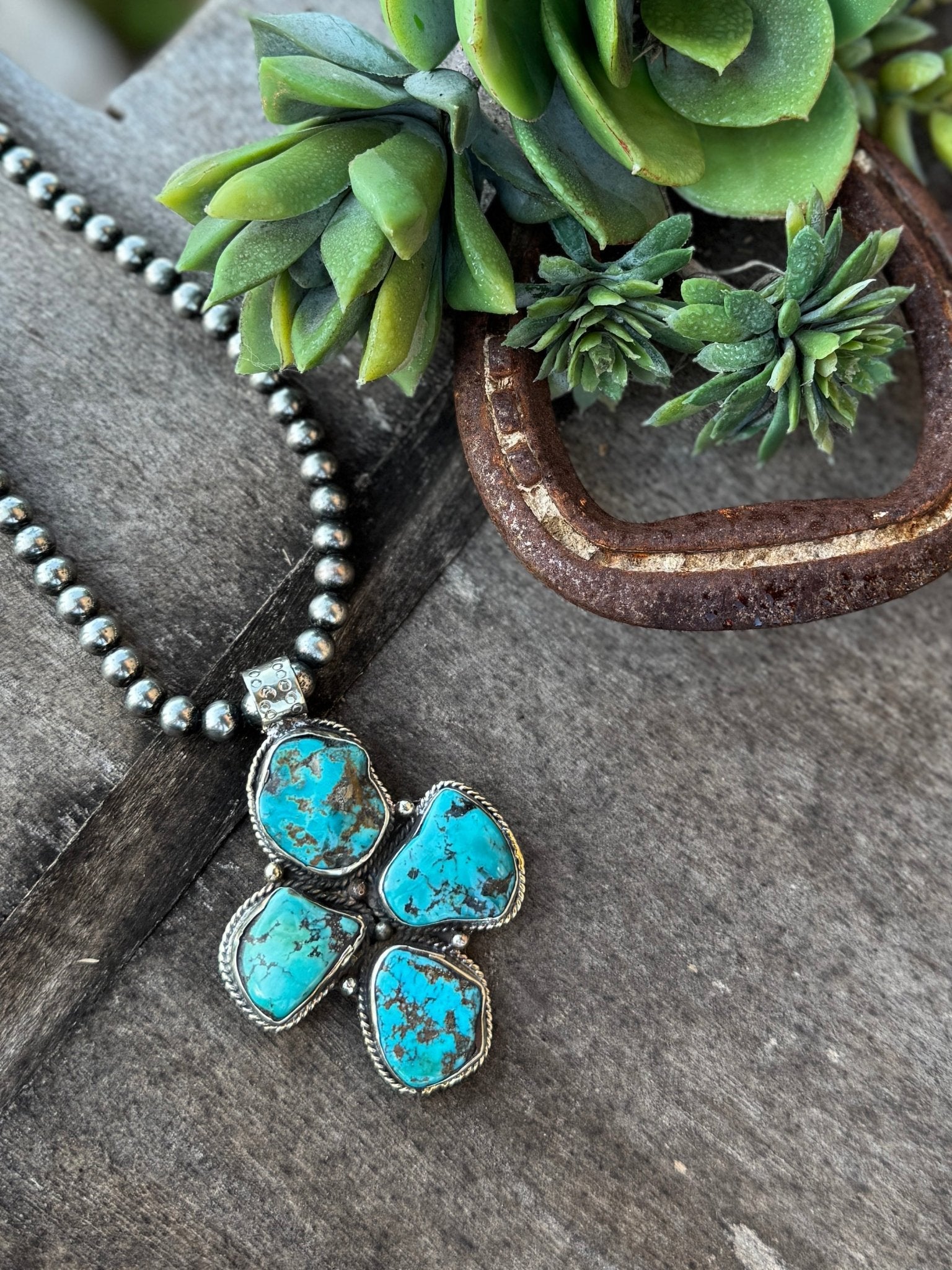 Chunky Kingman Stone Pendent - Cowgirls & City Chics