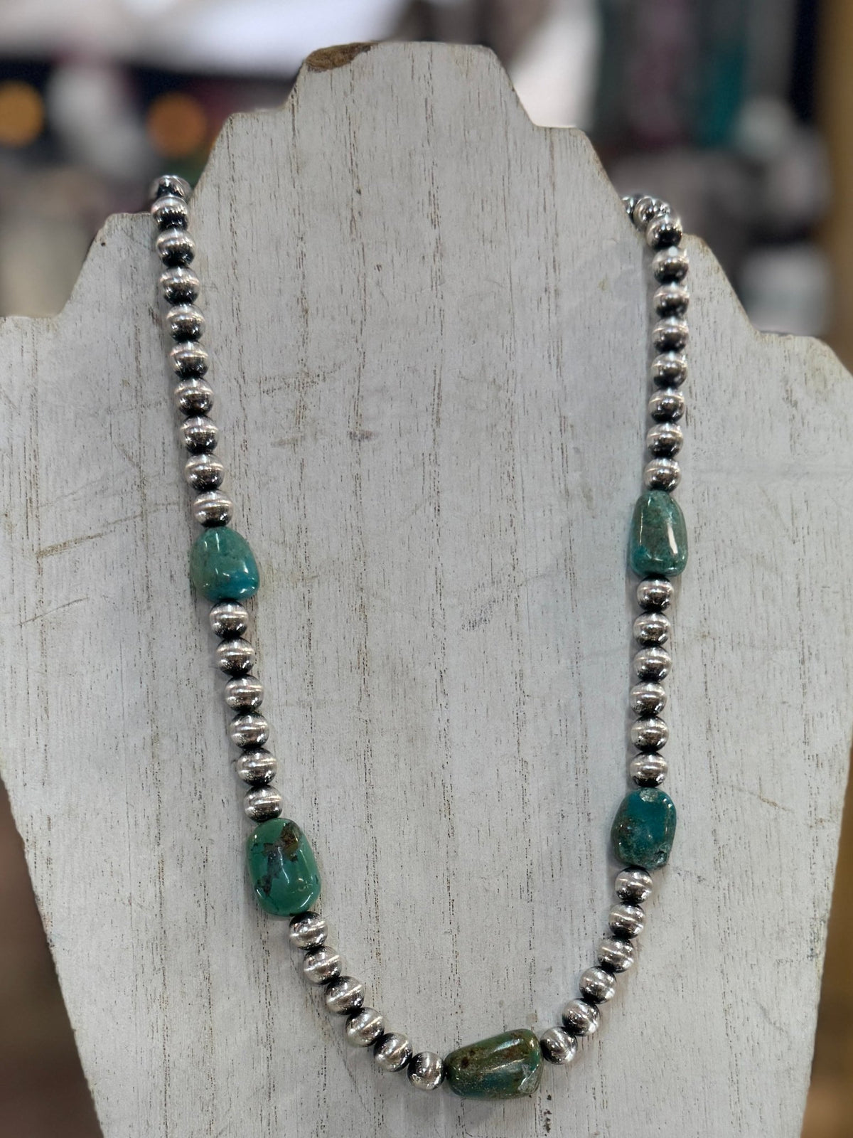 Chunky Pearl & Kingman Necklace - Cowgirls & City Chics