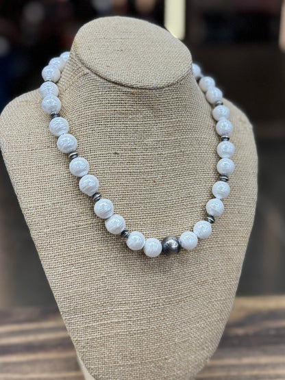 Chunky Silver & Pearl Necklace - Cowgirls & City Chics