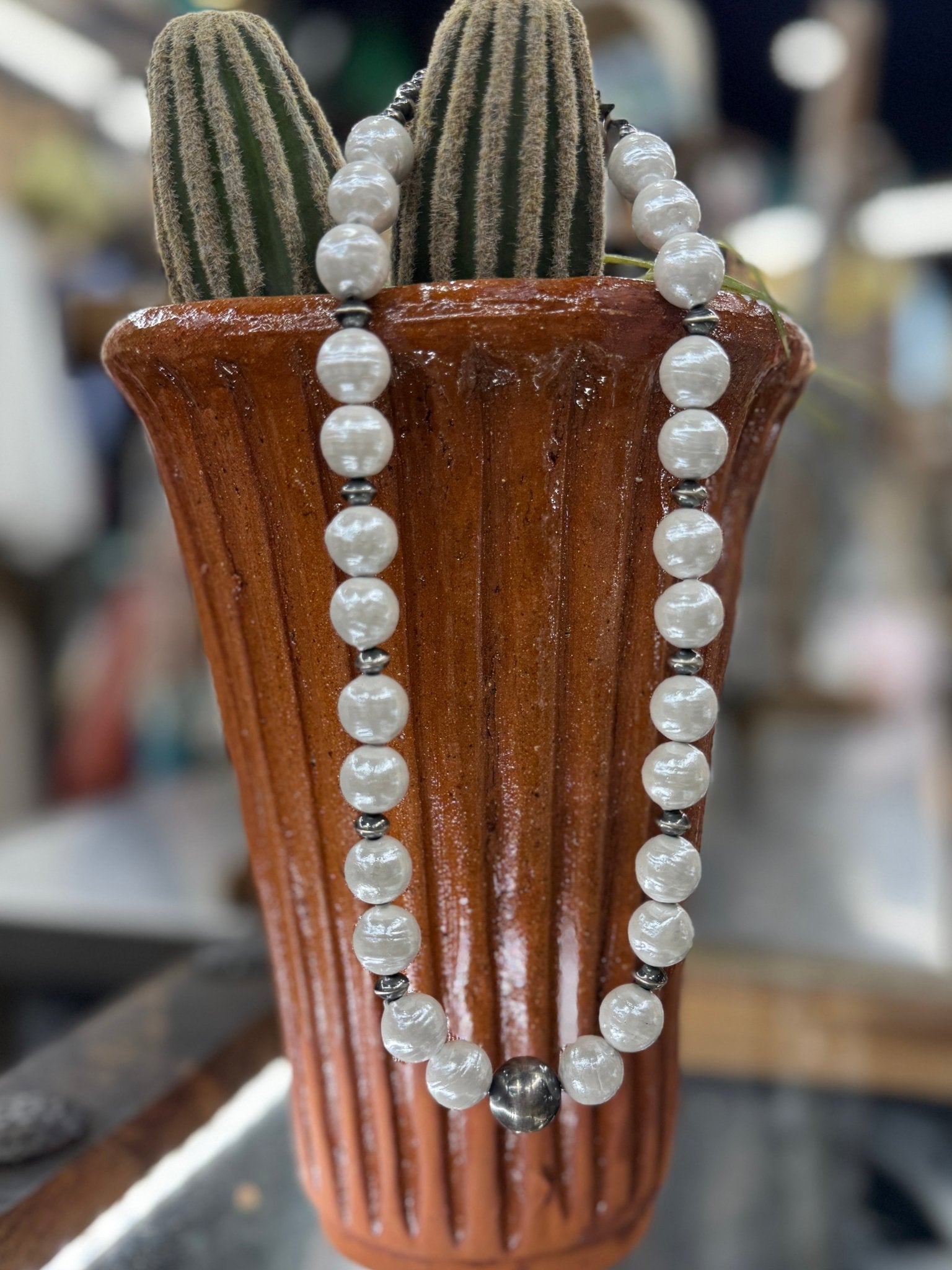 Chunky Silver & Pearl Necklace - Cowgirls & City Chics