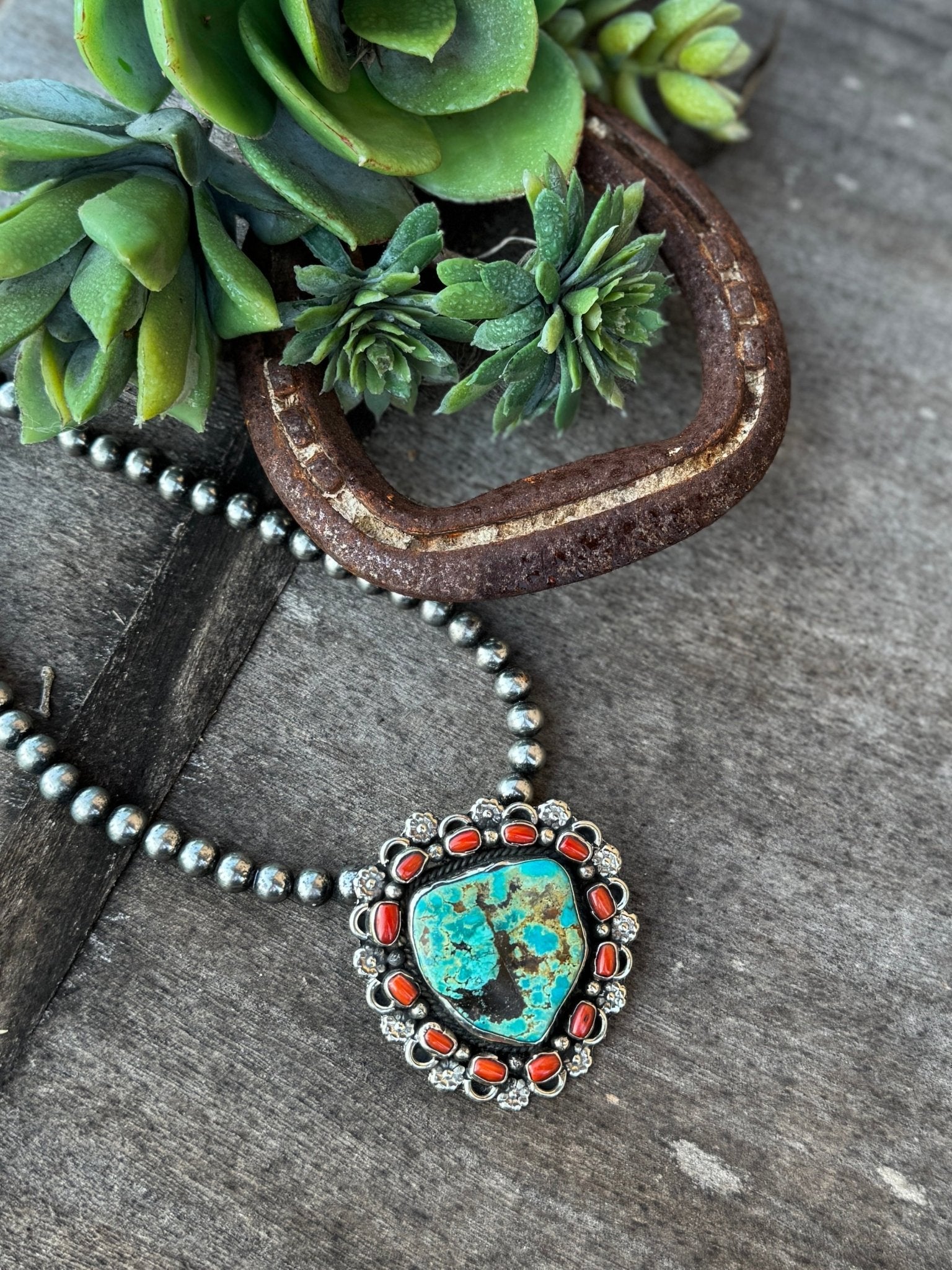 Coral & Kingman Pendent - Cowgirls & City Chics