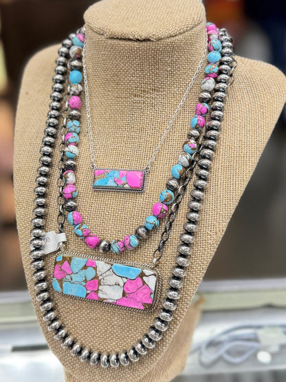 Cotton Candy Stone & Pearl Necklace - Cowgirls & City Chics