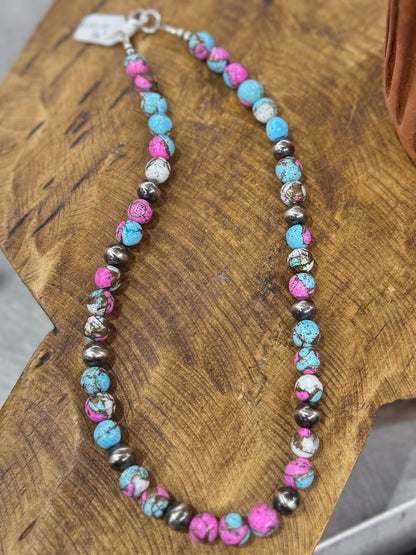Cotton Candy Stone & Pearl Necklace - Cowgirls & City Chics