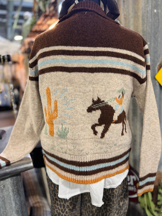 Cowboy Desert Zip Up Cardigan - Cowgirls & City Chics