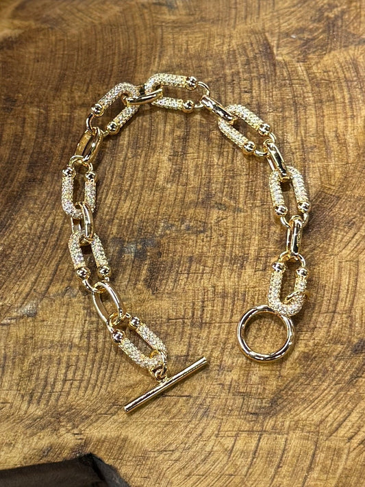 CZ Chain Gold Bracelet - Cowgirls & City Chics